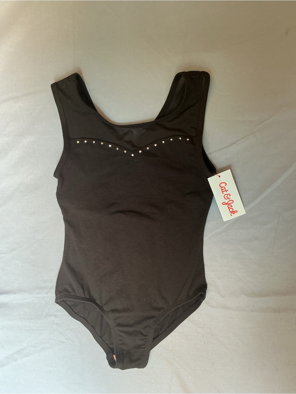 Cat & Jack Girls' Black One-Piece Leotard with Stud Detail size 8